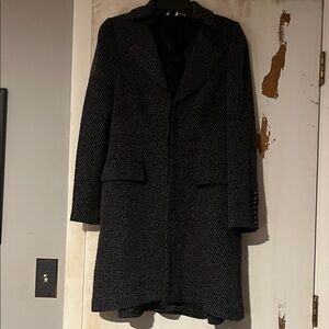 Boston Proper Black and White tweed 30% wool fit and flair coat - Size 10 EUC